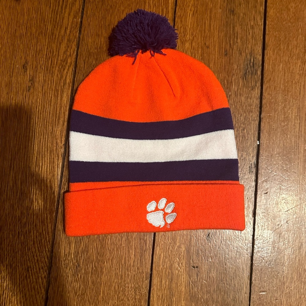 Nike Clemson University Orange and Purple Striped Beanie